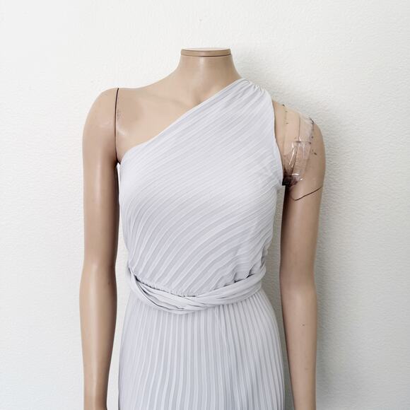 [Express] Oyster Mushroom Twist Front Pleated One-Shoulder Maxi Dress NWT Sz XL - Picture 5 of 12